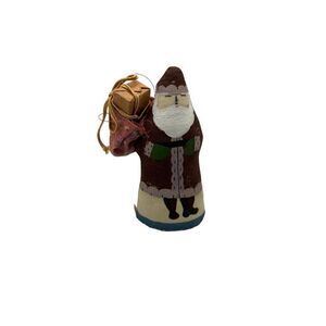 Vintage Charm! Rustic Haitian Santa Figurine (50s-70s) - Long Coat, White Beard,